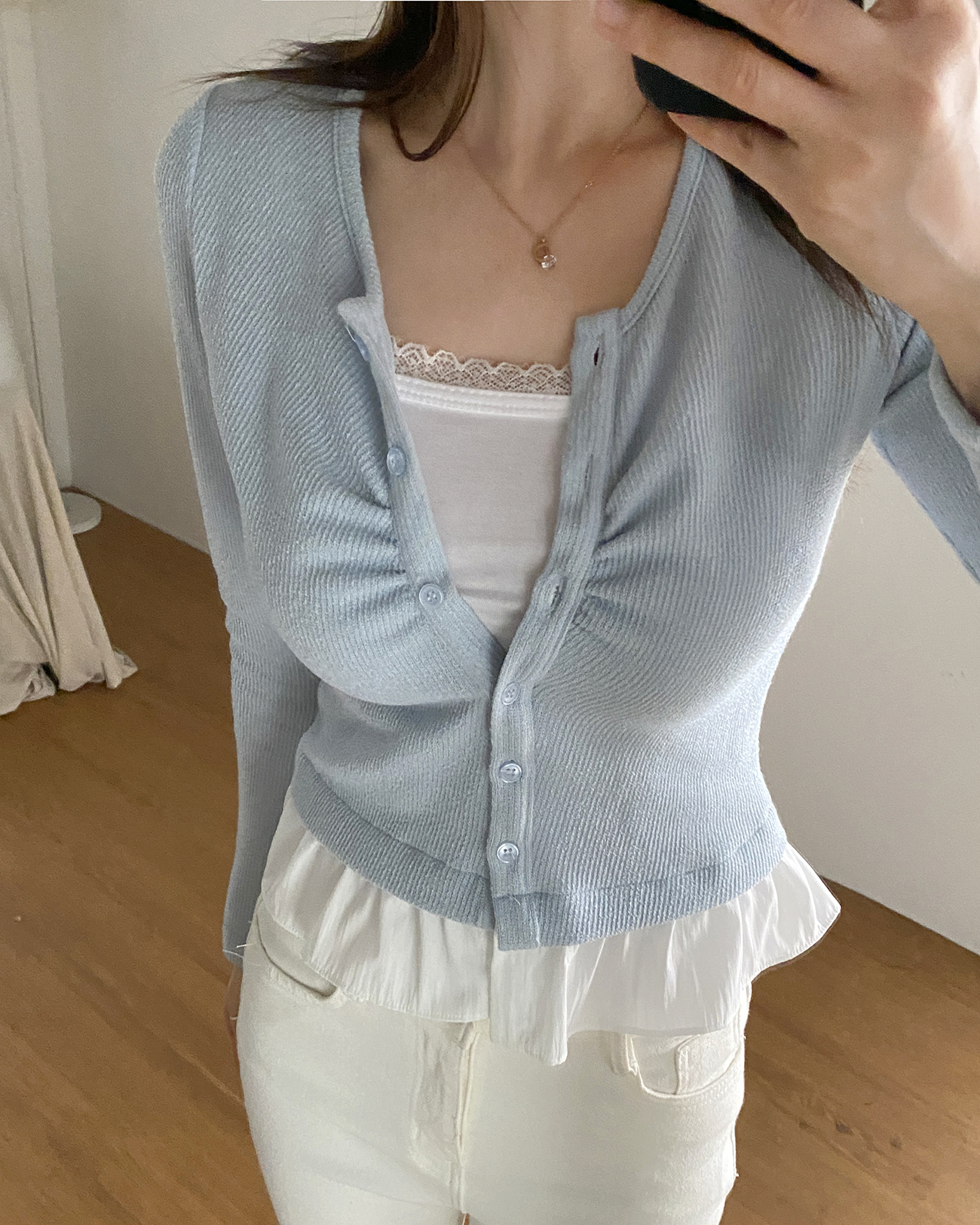 配色フリルヘムリブカーディガン | 詳細画像3