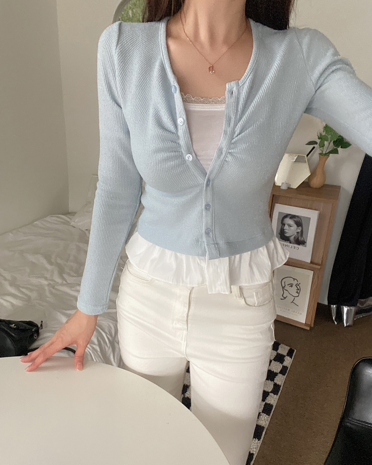 配色フリルヘムリブカーディガン | 詳細画像4