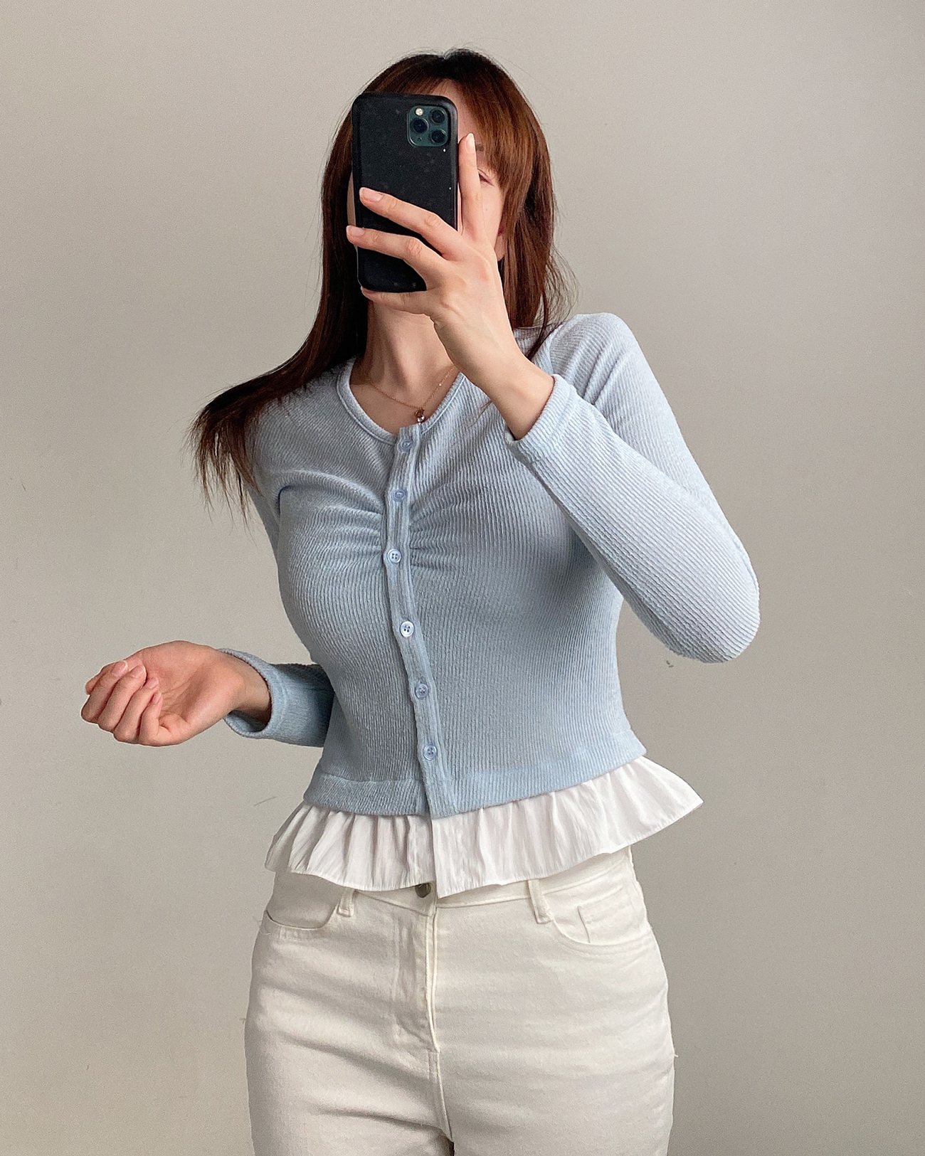 配色フリルヘムリブカーディガン | 詳細画像5