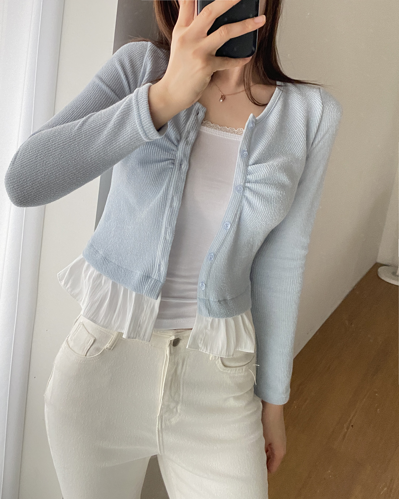 配色フリルヘムリブカーディガン | 詳細画像6