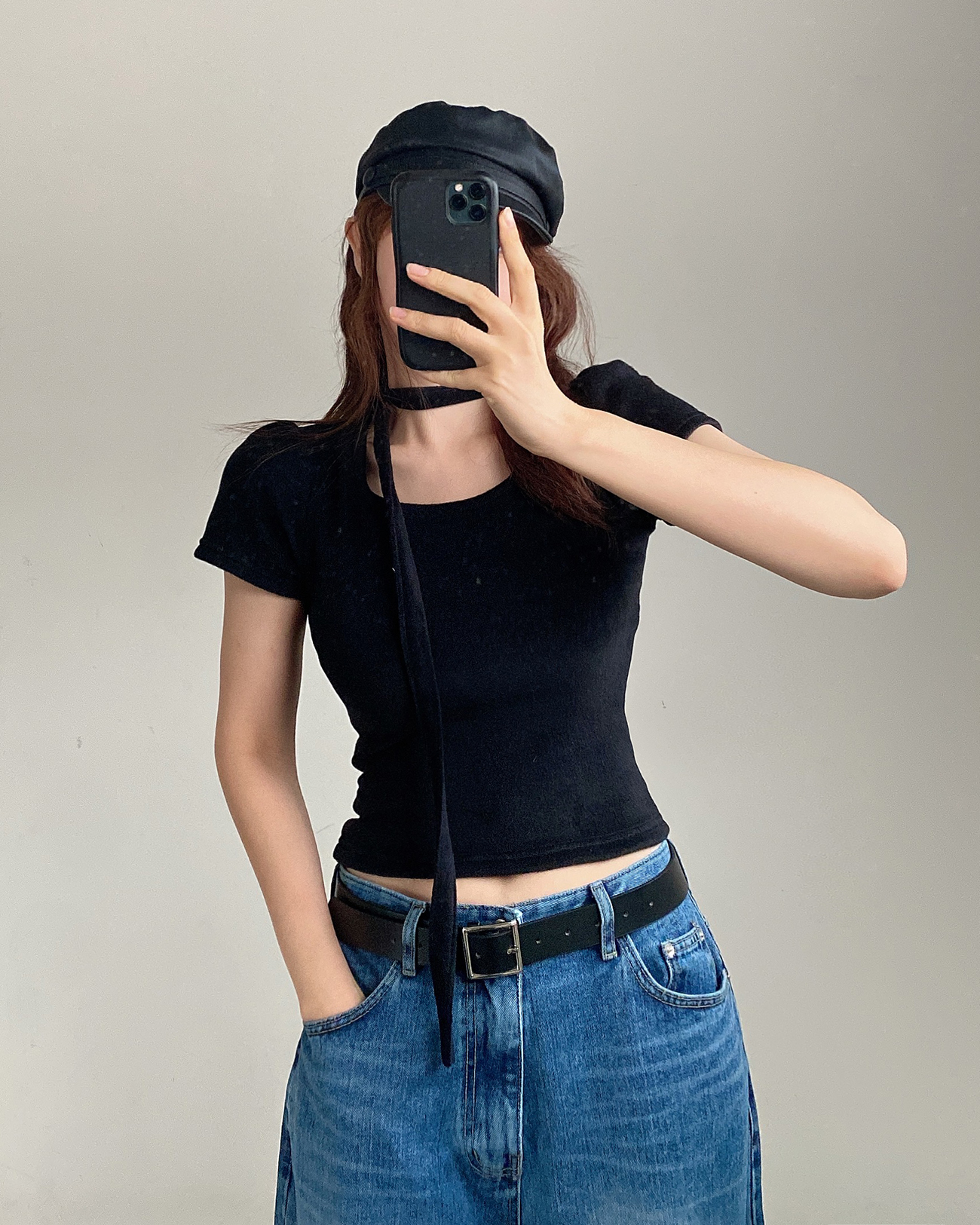 ストラップ付両起毛スクエアパフ半袖Tシャツ | 詳細画像10