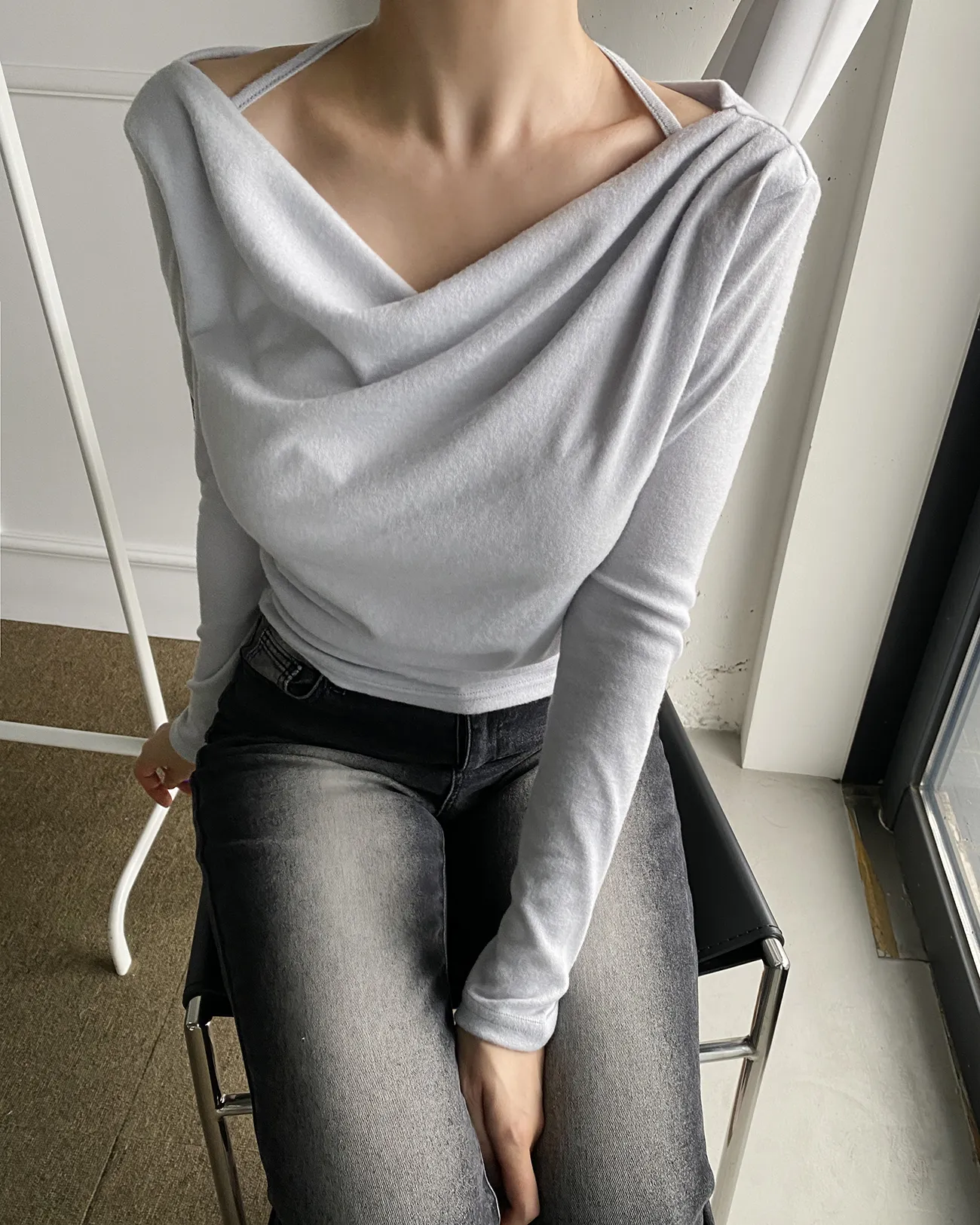 2WAY起毛リボンドレープTシャツ | 詳細画像1