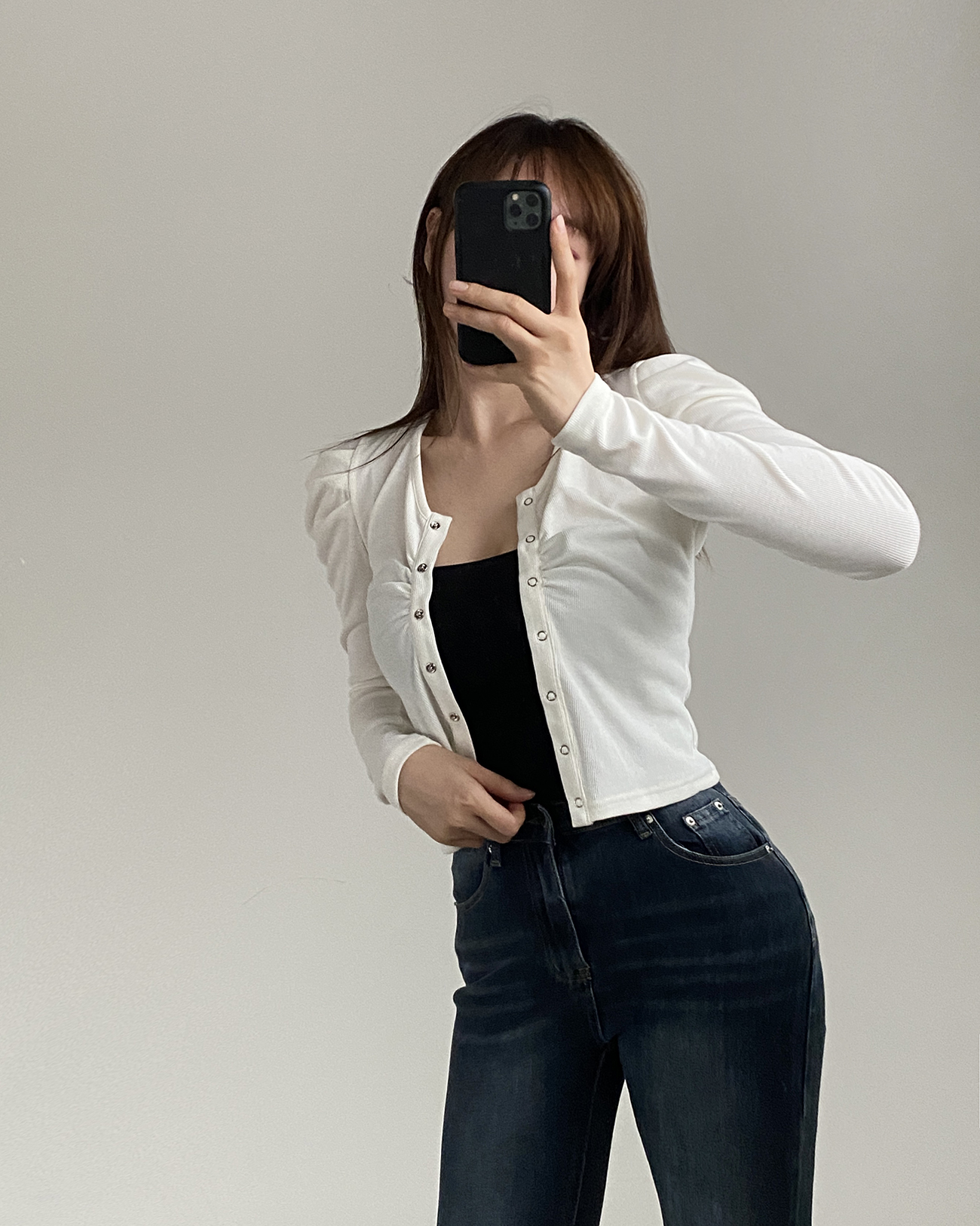 シャーリングVネックパフリブカーディガン | 詳細画像6