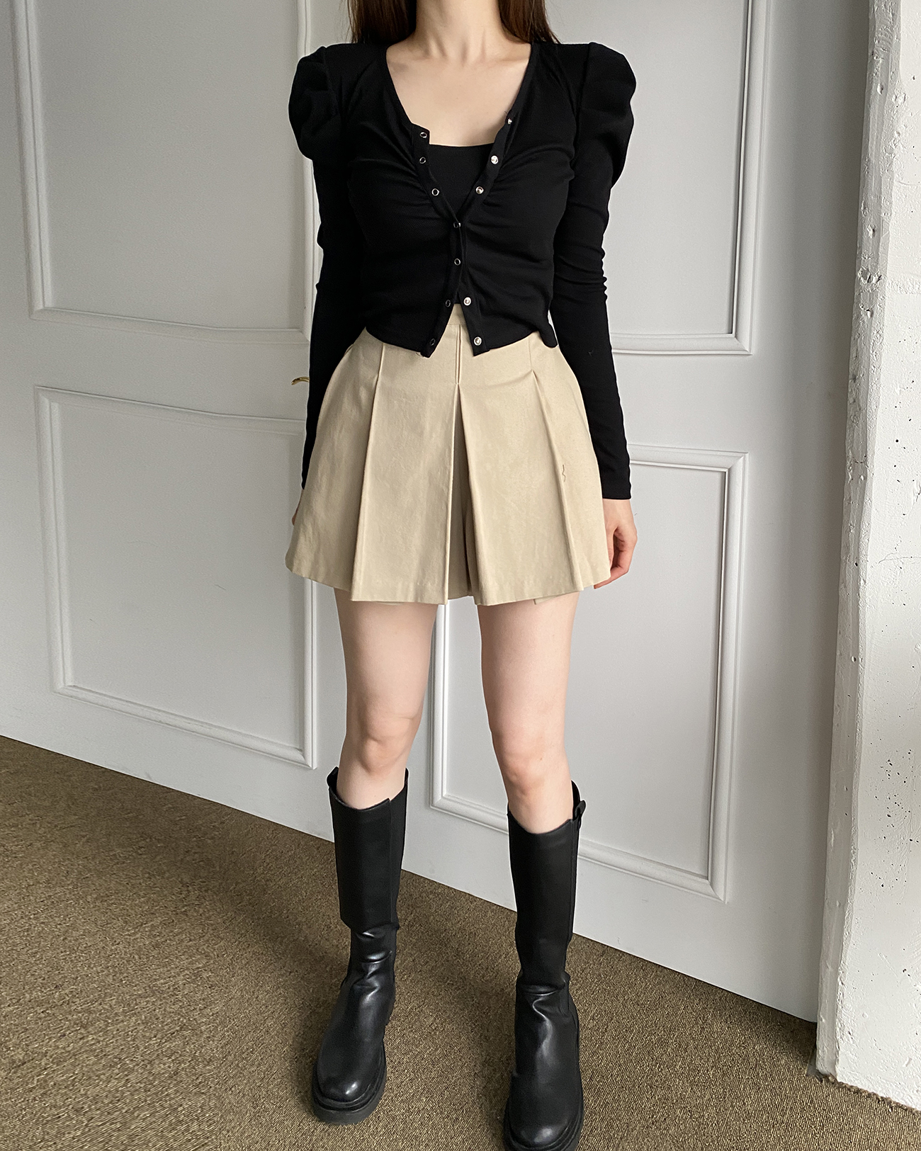 シャーリングVネックパフリブカーディガン | 詳細画像11