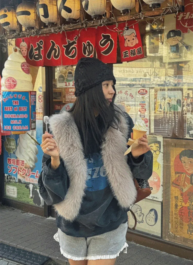 Vネックエコファーベスト | sundaymoore | 詳細画像1