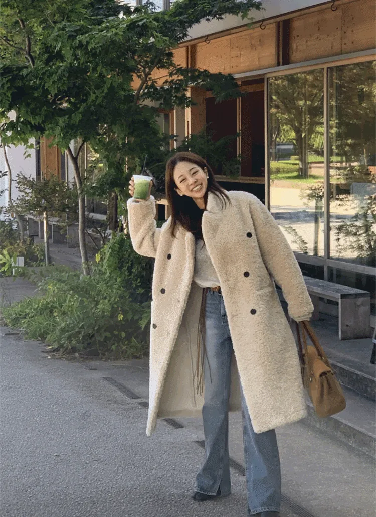 ダブルボタンブークレロングコート | sundaymoore | 詳細画像1