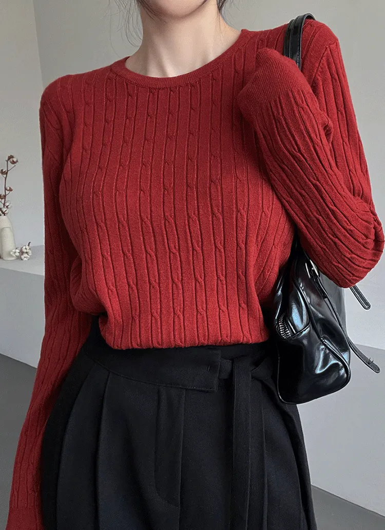 ラウンドネックケーブルニット | ganadaran | 詳細画像1