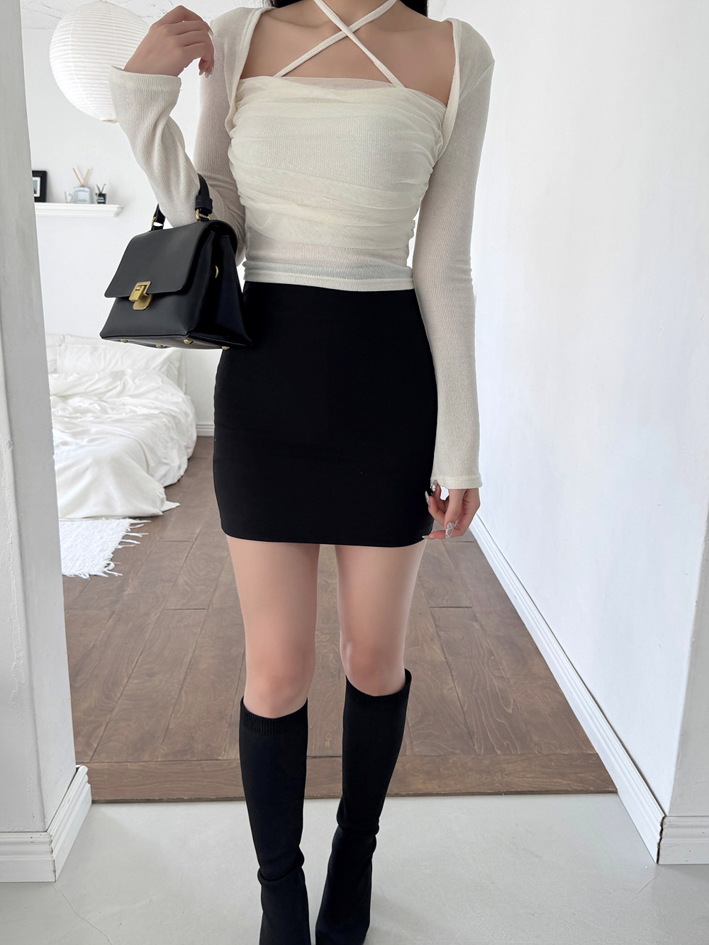 シフォンドレープレイヤード風ホルターTシャツ | 詳細画像7