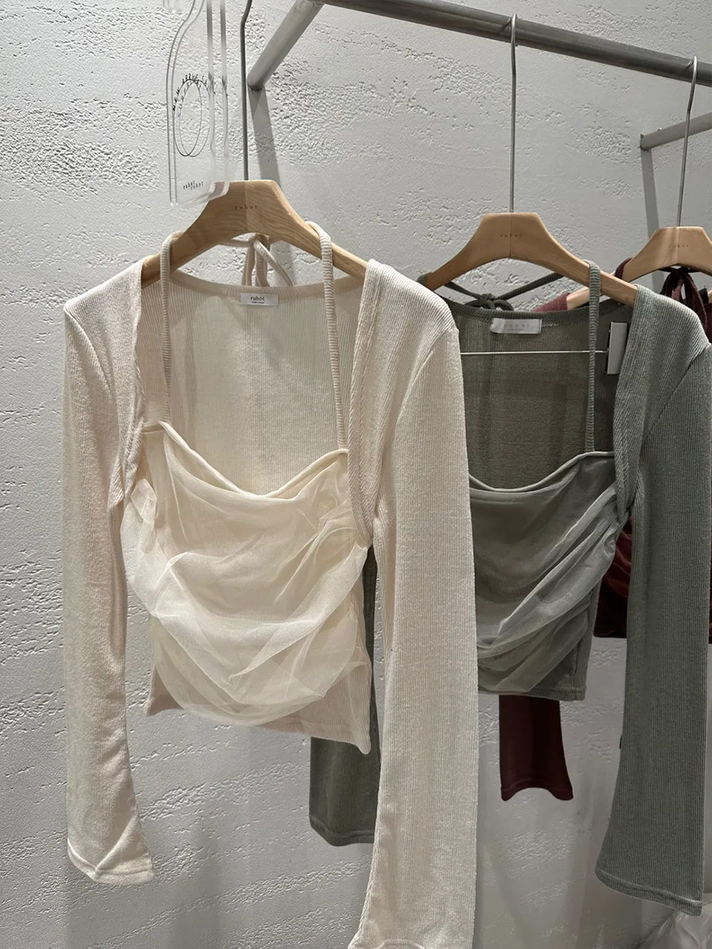 シフォンドレープレイヤード風ホルターTシャツ | 詳細画像14