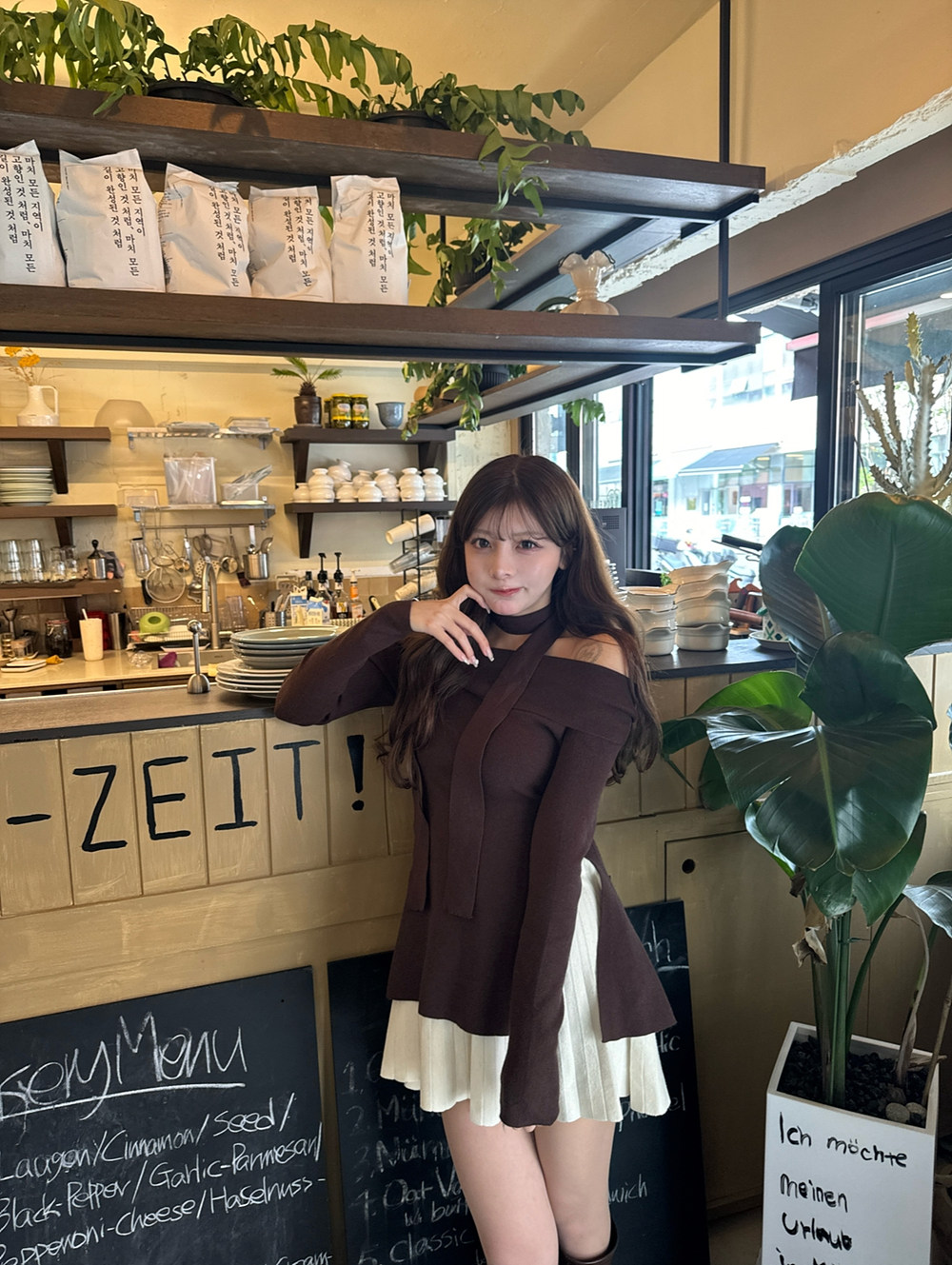 ストラップ付オフショルAラインニット | 詳細画像7