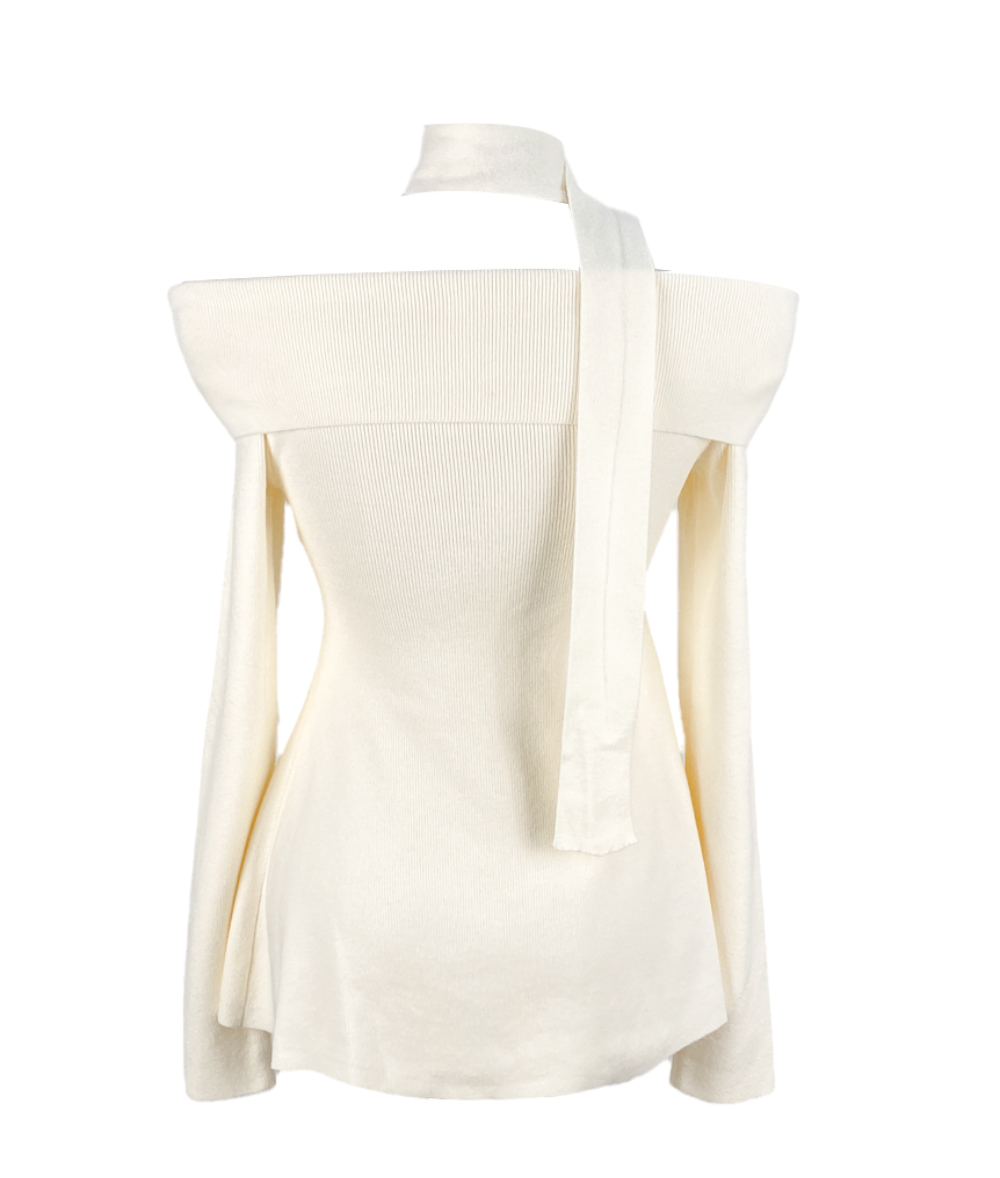 ストラップ付オフショルAラインニット | 詳細画像17