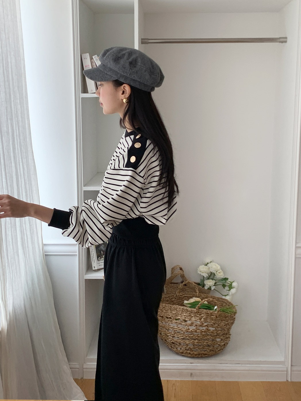 裏起毛ショルダーボタンボーダースウェット&パンツSET | 詳細画像6