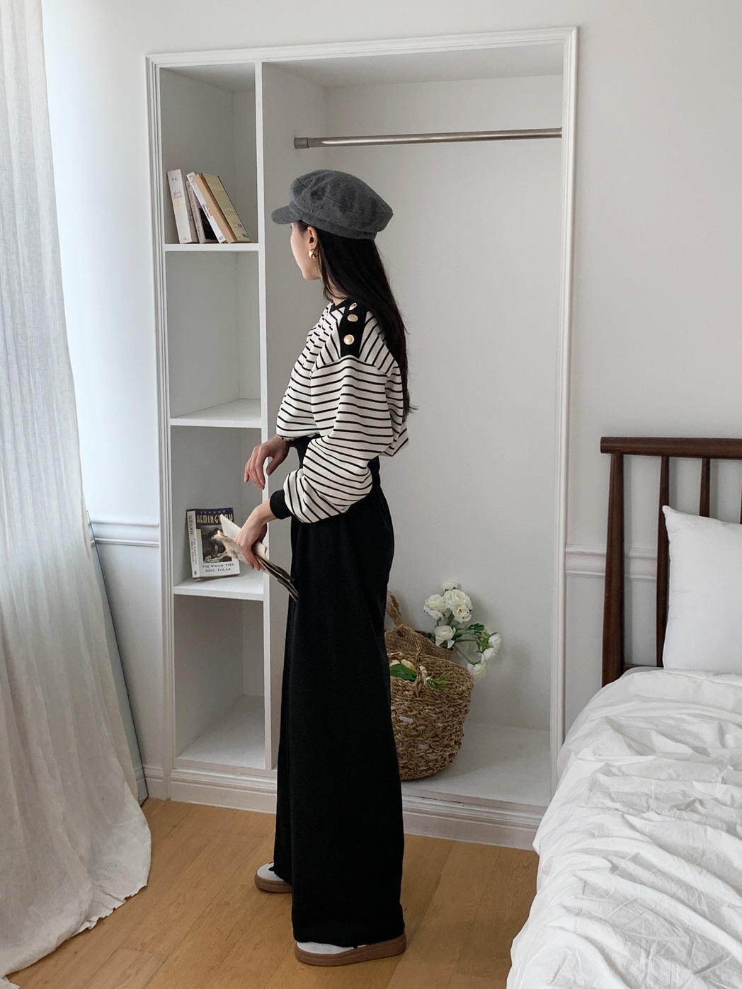 裏起毛ショルダーボタンボーダースウェット&パンツSET | 詳細画像7