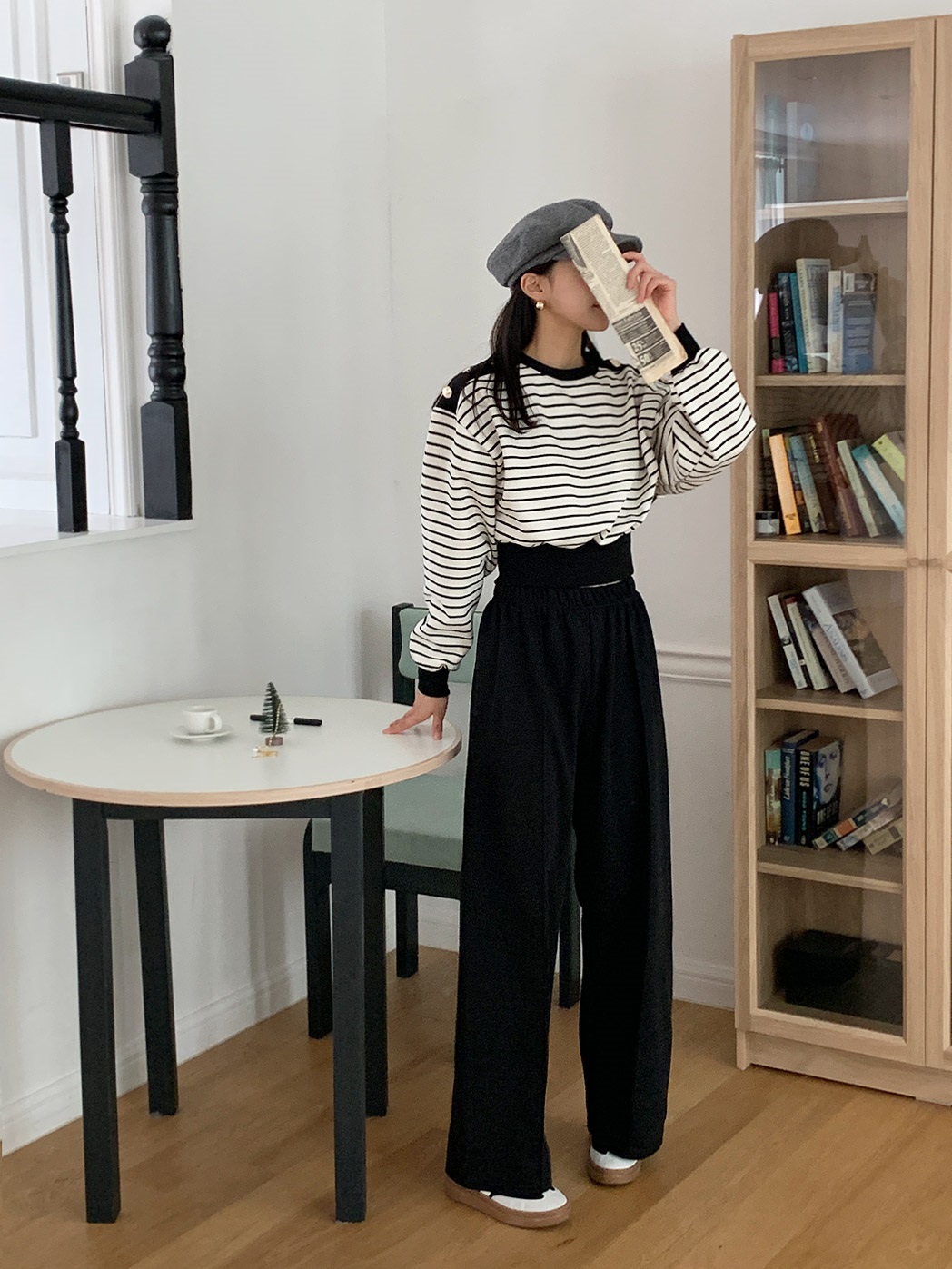 裏起毛ショルダーボタンボーダースウェット&パンツSET | 詳細画像8