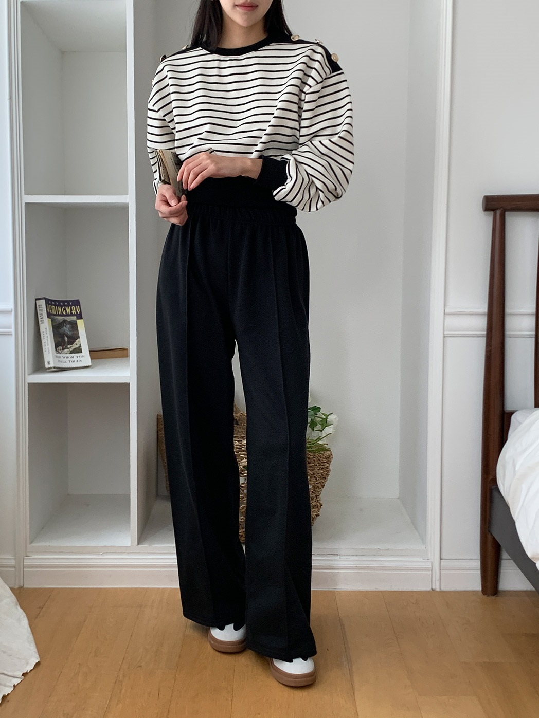 裏起毛ショルダーボタンボーダースウェット&パンツSET | 詳細画像11