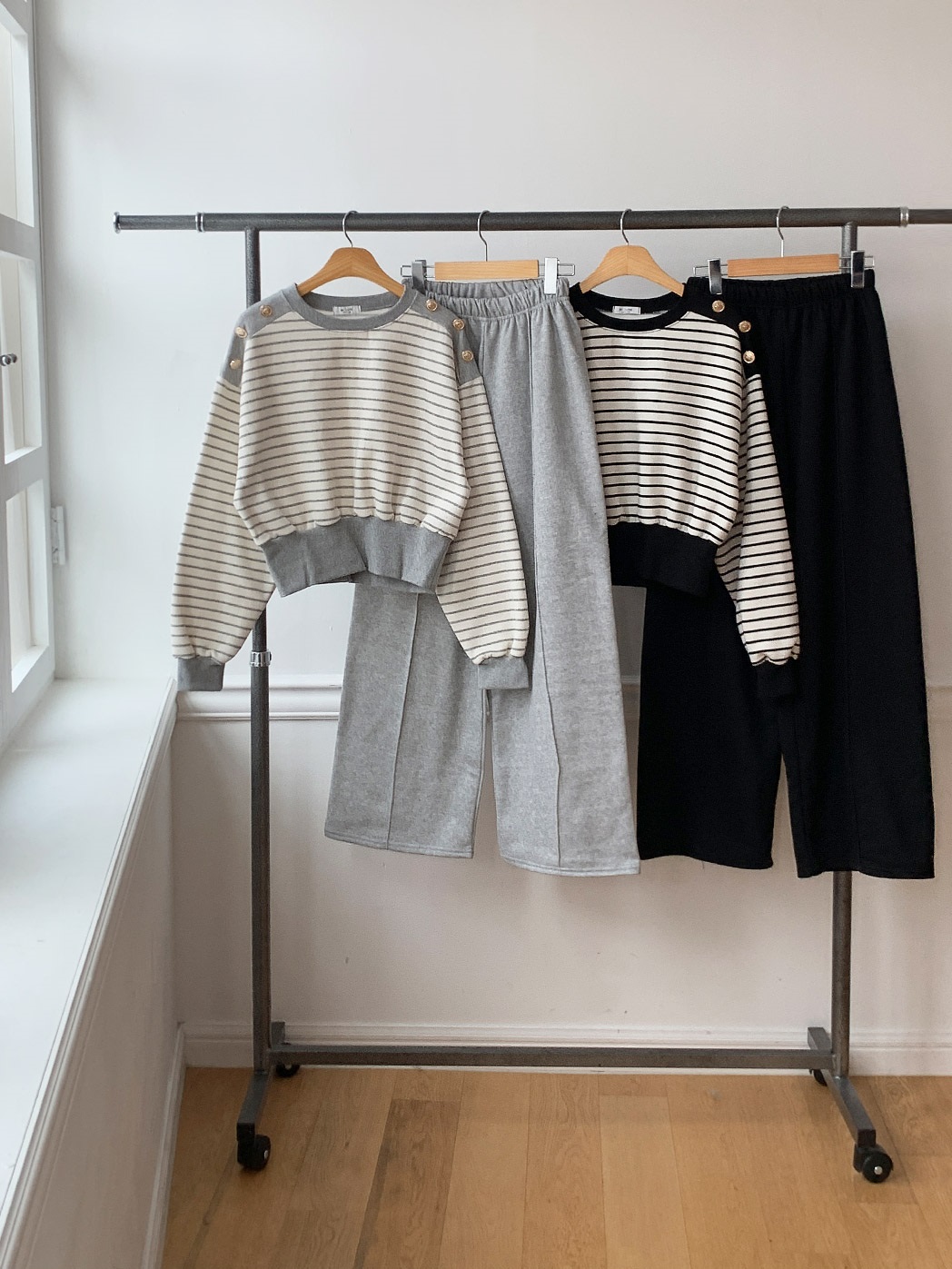 裏起毛ショルダーボタンボーダースウェット&パンツSET | 詳細画像19