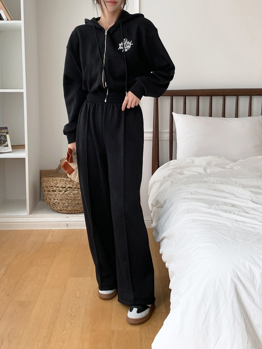 裏起毛バックレタリングジップパーカー&パンツSET | 詳細画像2