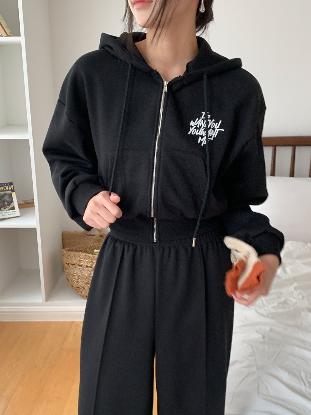 裏起毛バックレタリングジップパーカー&パンツSET | 詳細画像3
