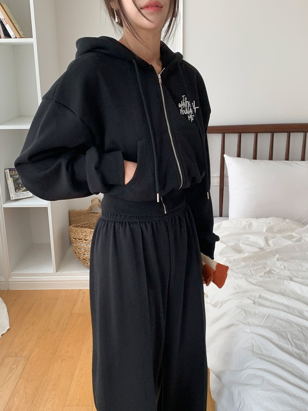 裏起毛バックレタリングジップパーカー&パンツSET | 詳細画像4