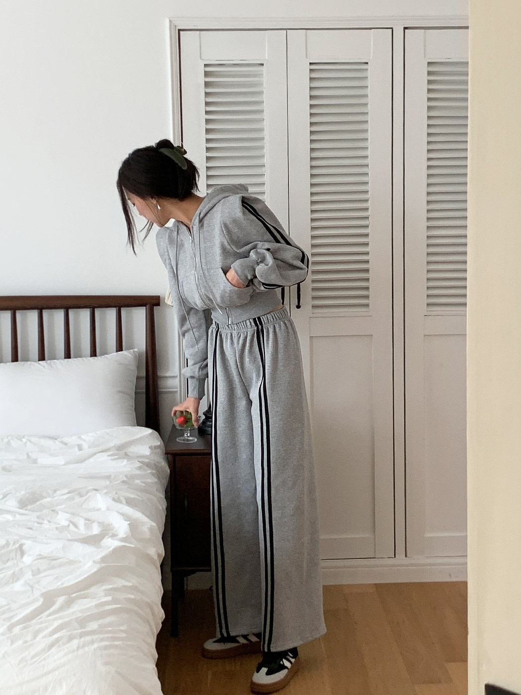 裏起毛配色ラインパワショルジップパーカー&パンツSET | 詳細画像7