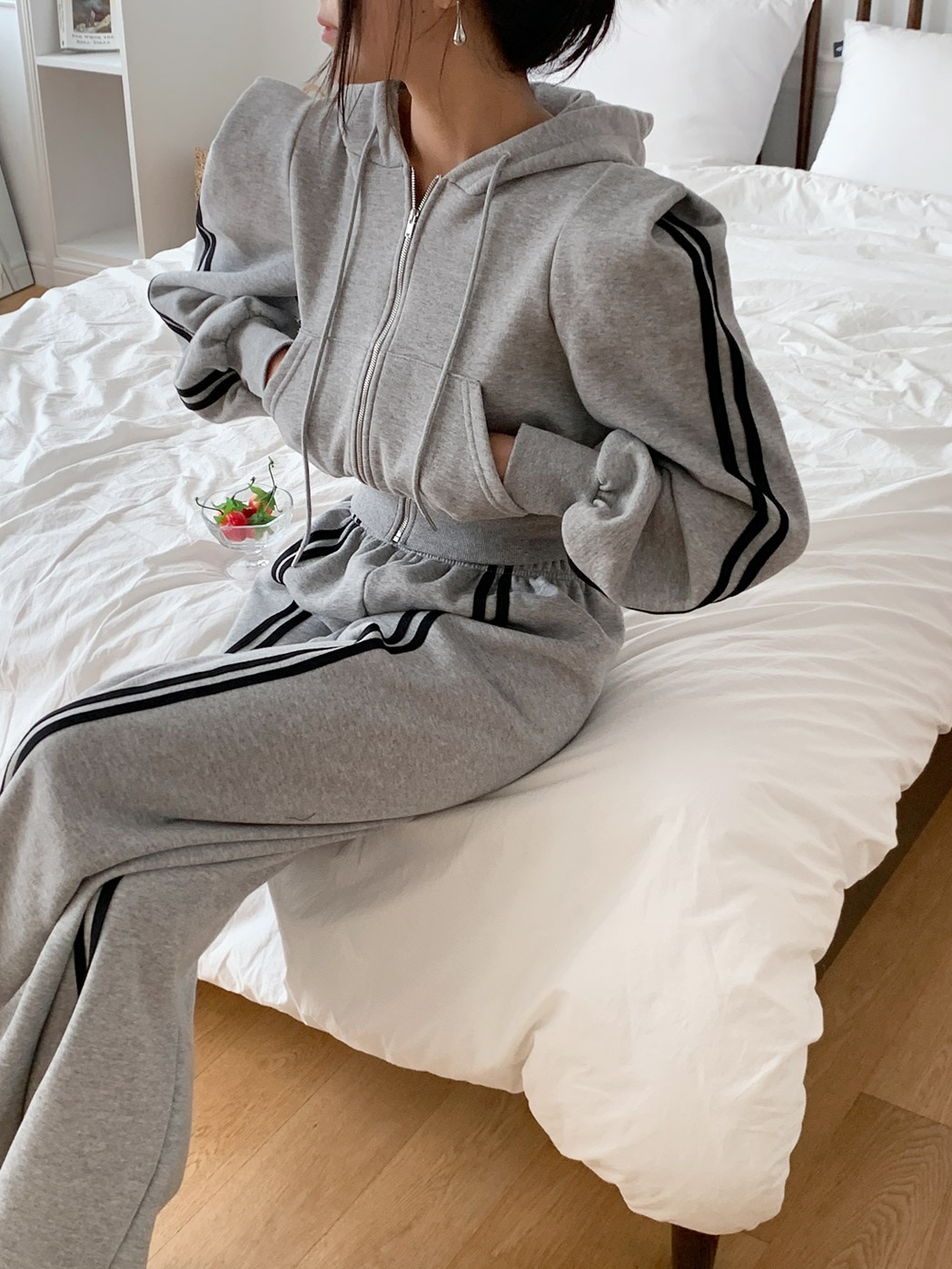 裏起毛配色ラインパワショルジップパーカー&パンツSET | 詳細画像9