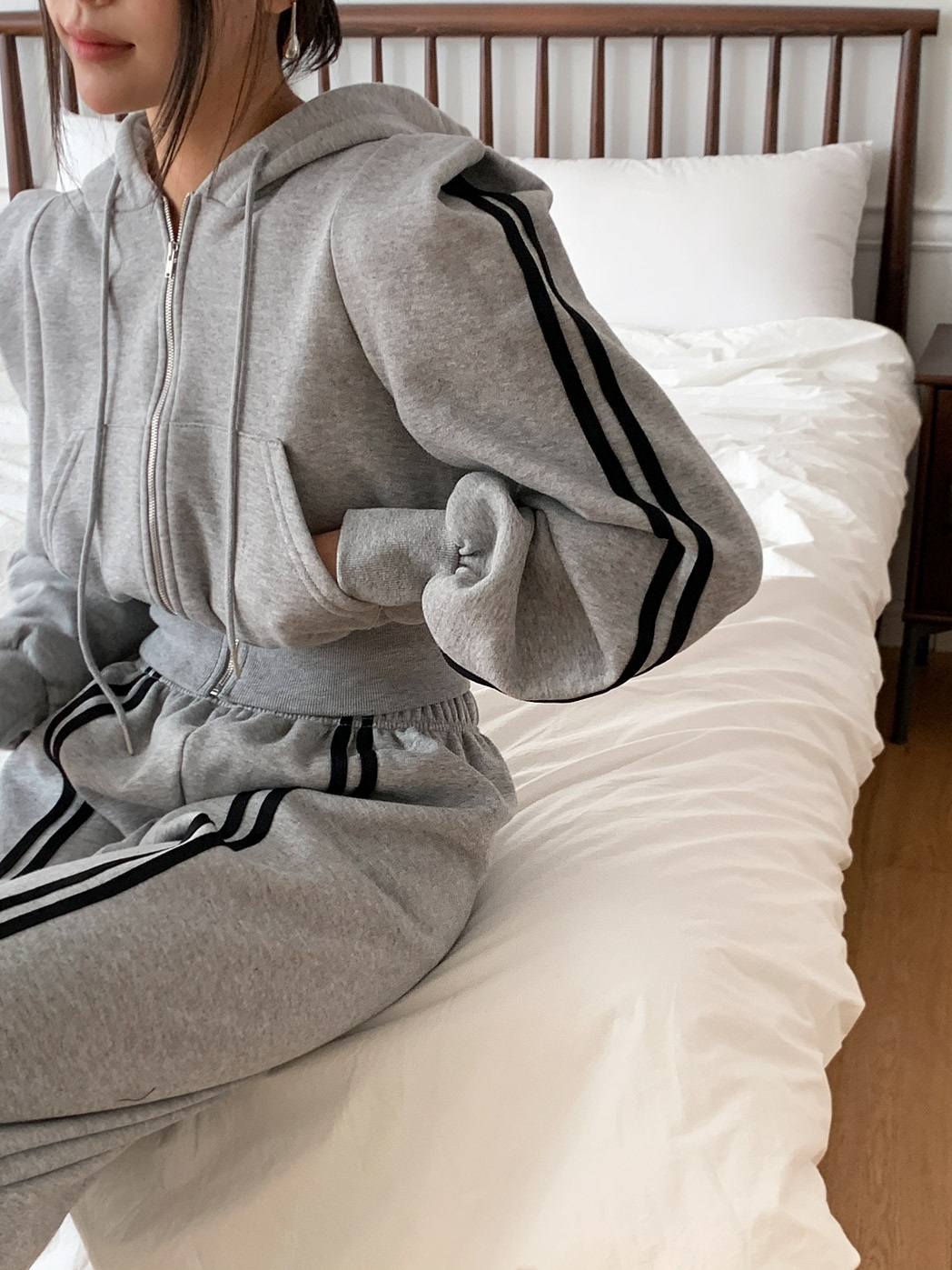 裏起毛配色ラインパワショルジップパーカー&パンツSET | 詳細画像10