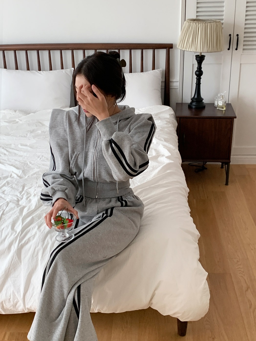 裏起毛配色ラインパワショルジップパーカー&パンツSET | 詳細画像11