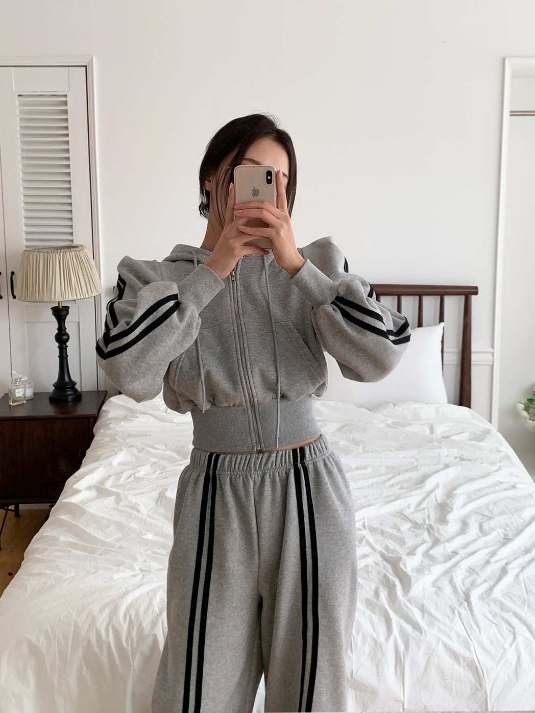 裏起毛配色ラインパワショルジップパーカー&パンツSET | 詳細画像13