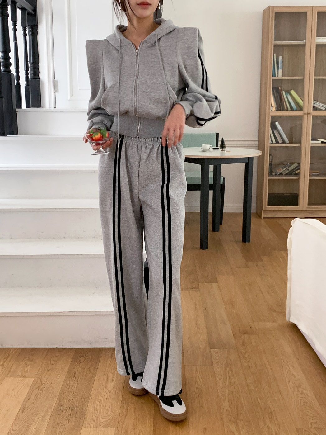 裏起毛配色ラインパワショルジップパーカー&パンツSET | 詳細画像14