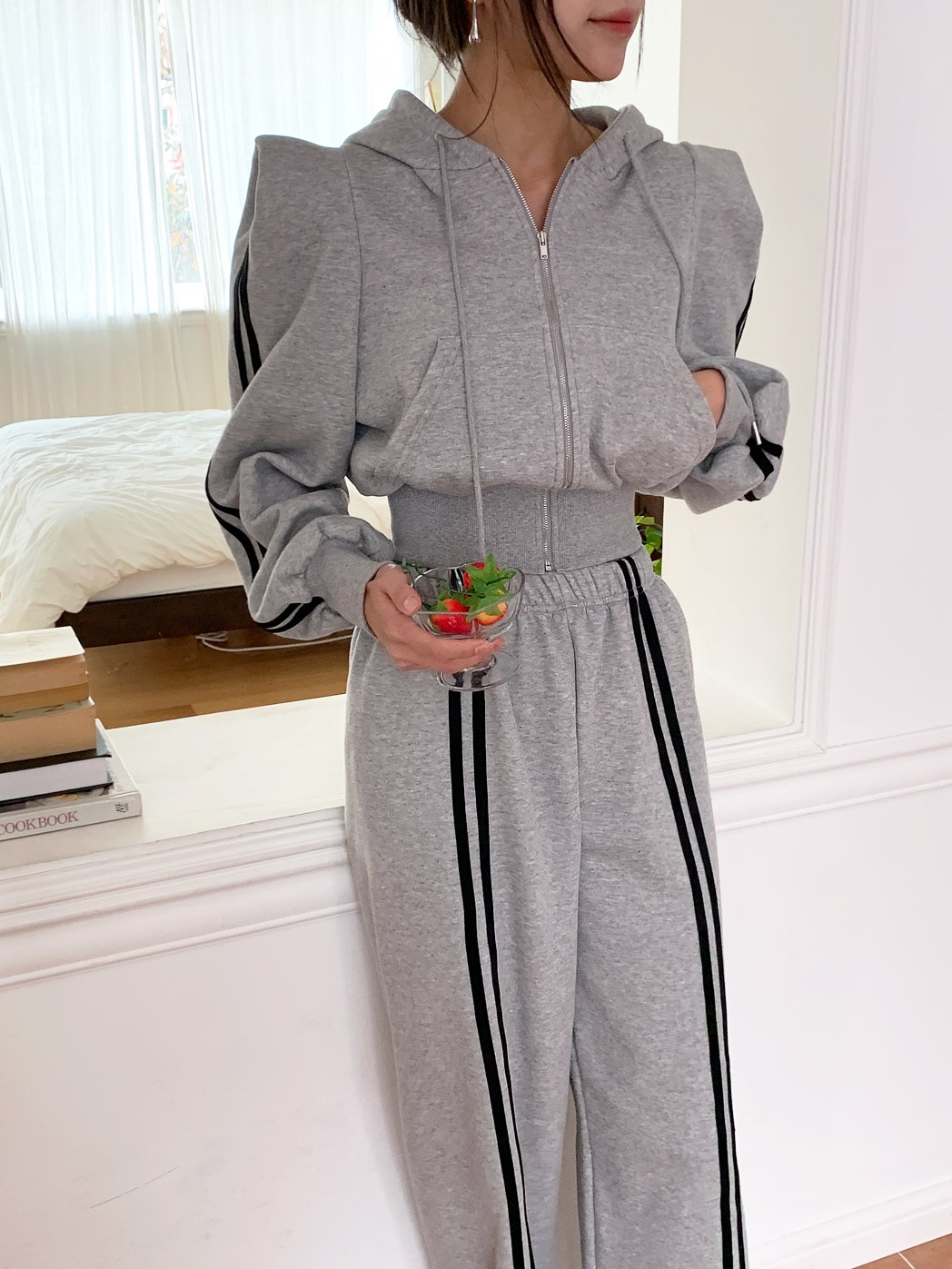 裏起毛配色ラインパワショルジップパーカー&パンツSET | 詳細画像16