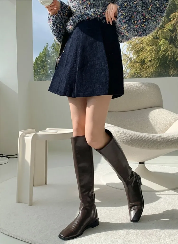 コーデュロイラップ風プリーツミニスカート | 詳細画像1