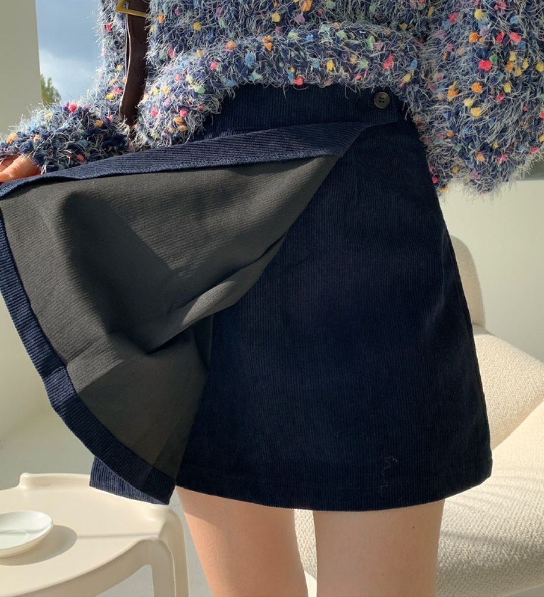 コーデュロイラップ風プリーツミニスカート | 詳細画像4