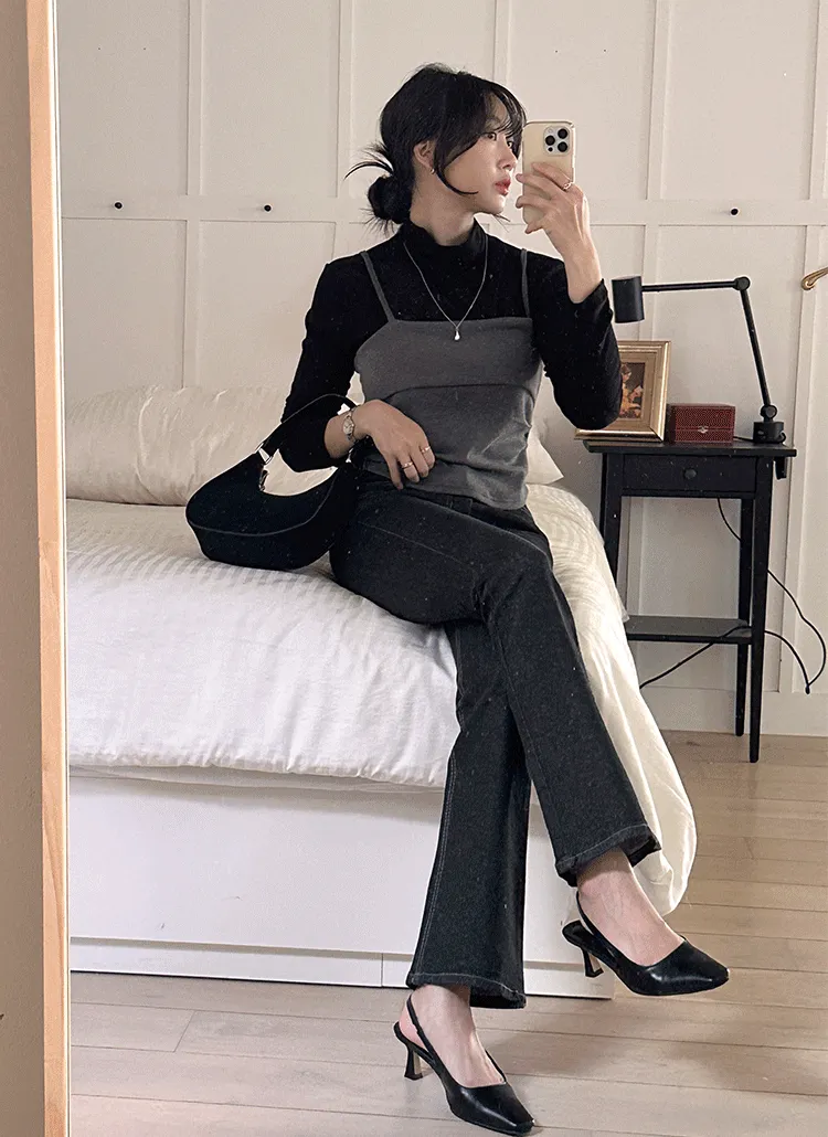 ホワイトステッチノンウォッシュフレアデニムパンツ | theclip | 詳細画像1