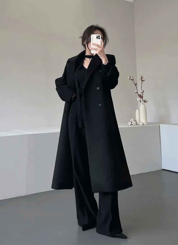ダブルボタンバックスリットロングコート | ganadaran | 詳細画像1