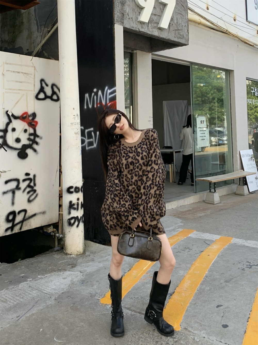 ウール混レオパードルーズニット&ミニスカートSET | 詳細画像4