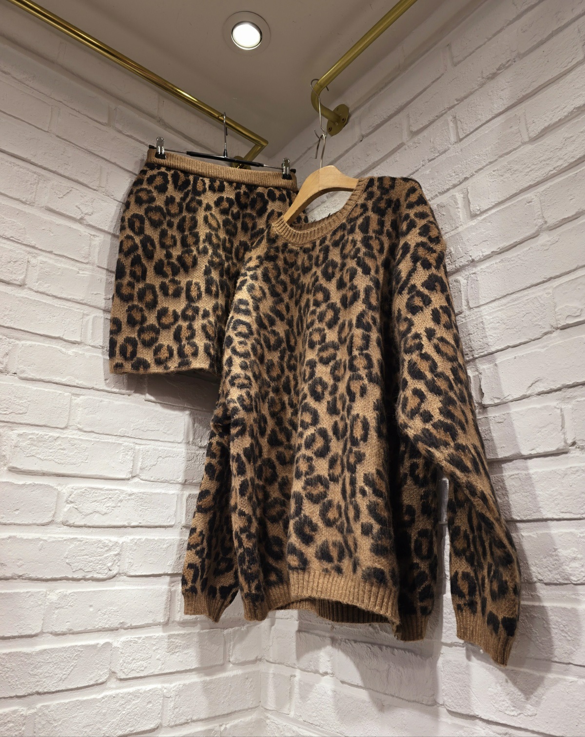 ウール混レオパードルーズニット&ミニスカートSET | 詳細画像7