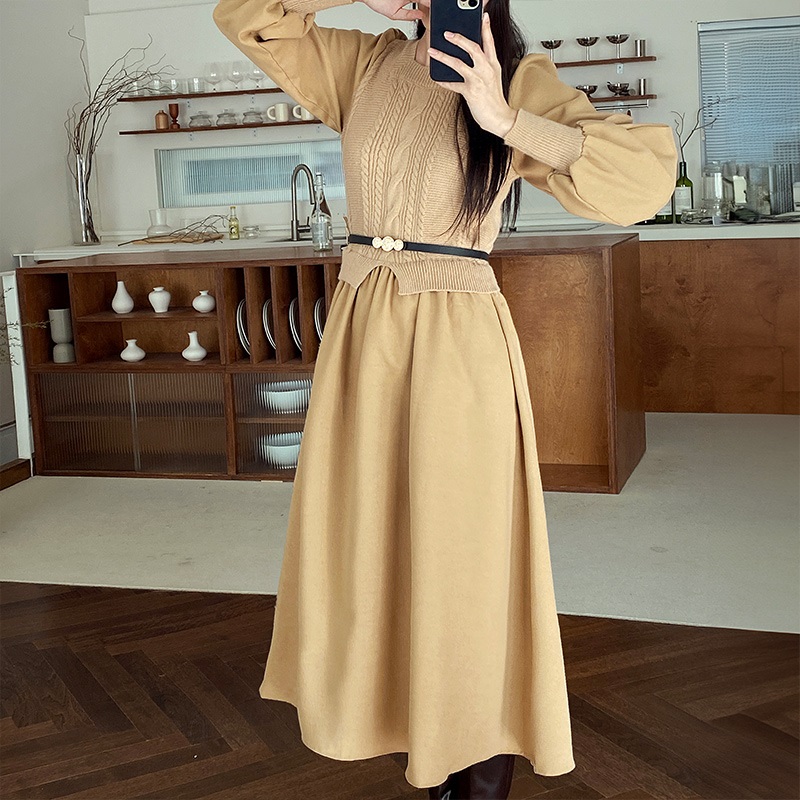 ベルト付スクエアケーブルニットコンビワンピース | 詳細画像2