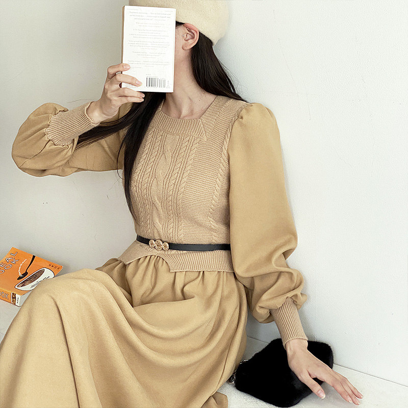 ベルト付スクエアケーブルニットコンビワンピース | 詳細画像6