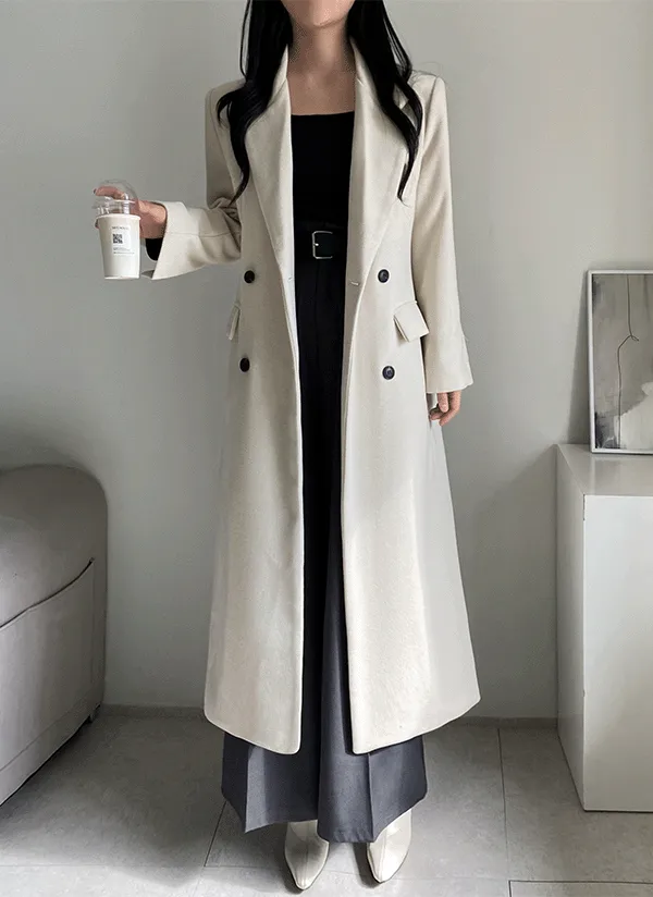 キルト裏地ダブルボタンロングコート | ahope | 詳細画像1