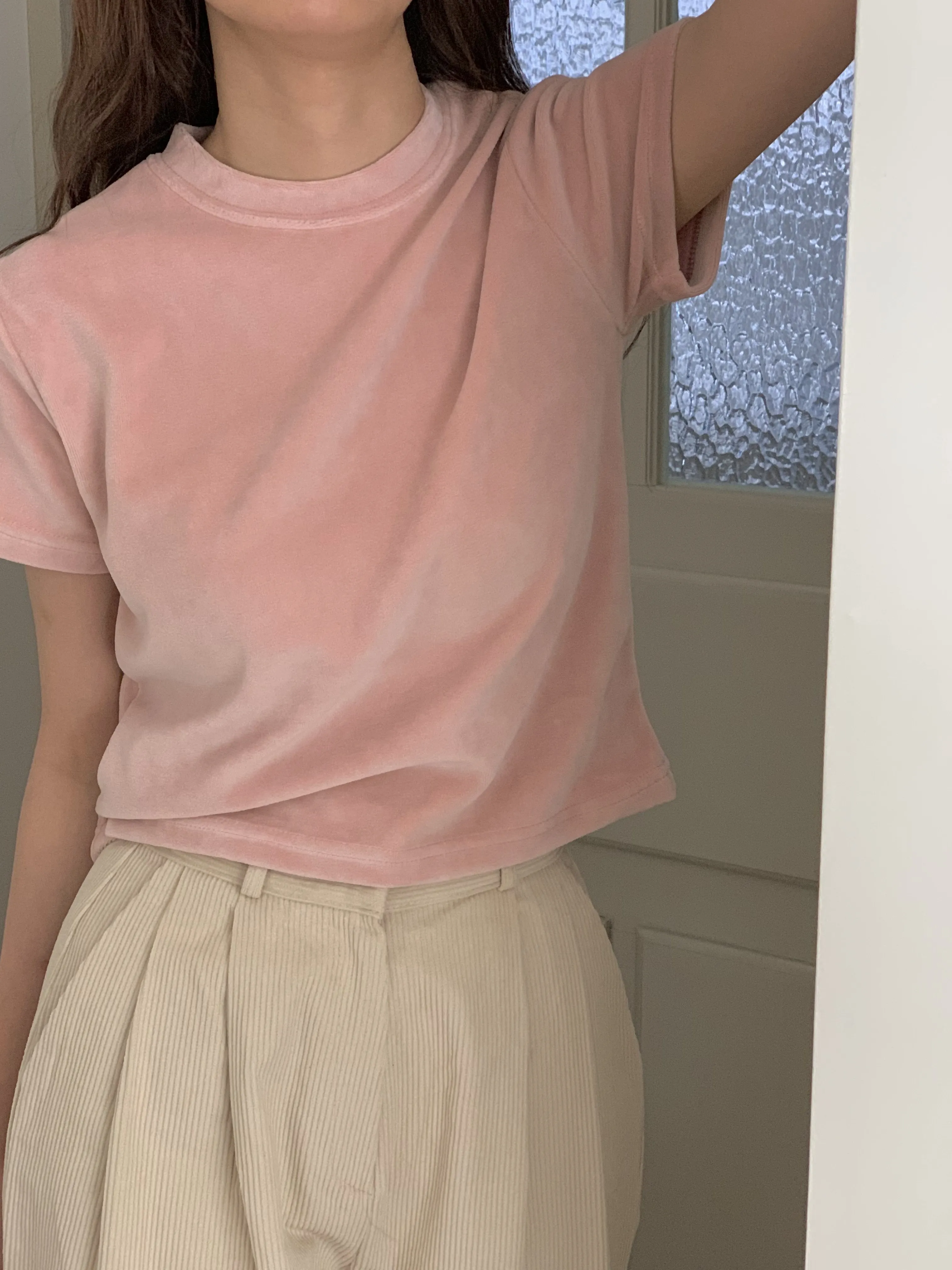 起毛クロップド半袖Tシャツ | 詳細画像1