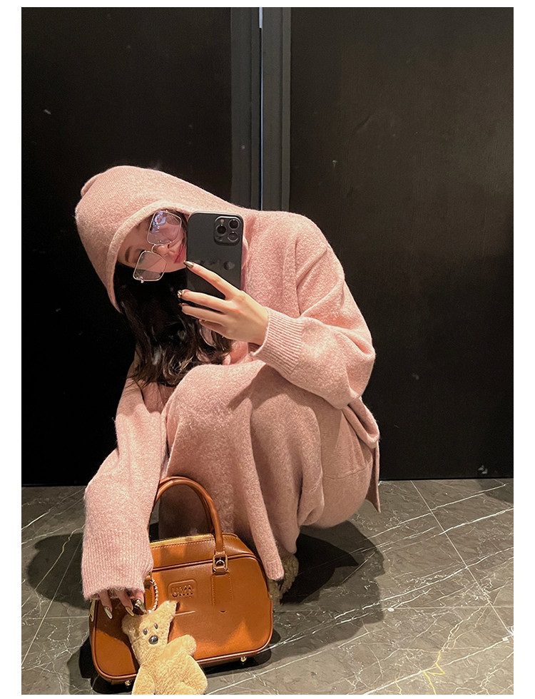 ドロストフードスリットルーズニット&スカートSET | 詳細画像8