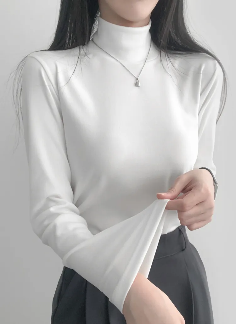 ピーチ起毛ハイネック長袖Tシャツ | lilisense | 詳細画像1