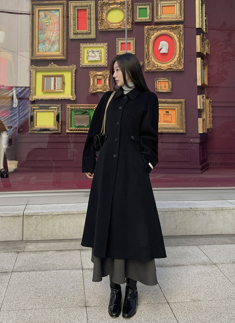 美品【keep my closet】ダンボールニット袖フレアコート　 黒 Vin｜ダンボールニットフレアアウター | Rakuten Fashion(楽天