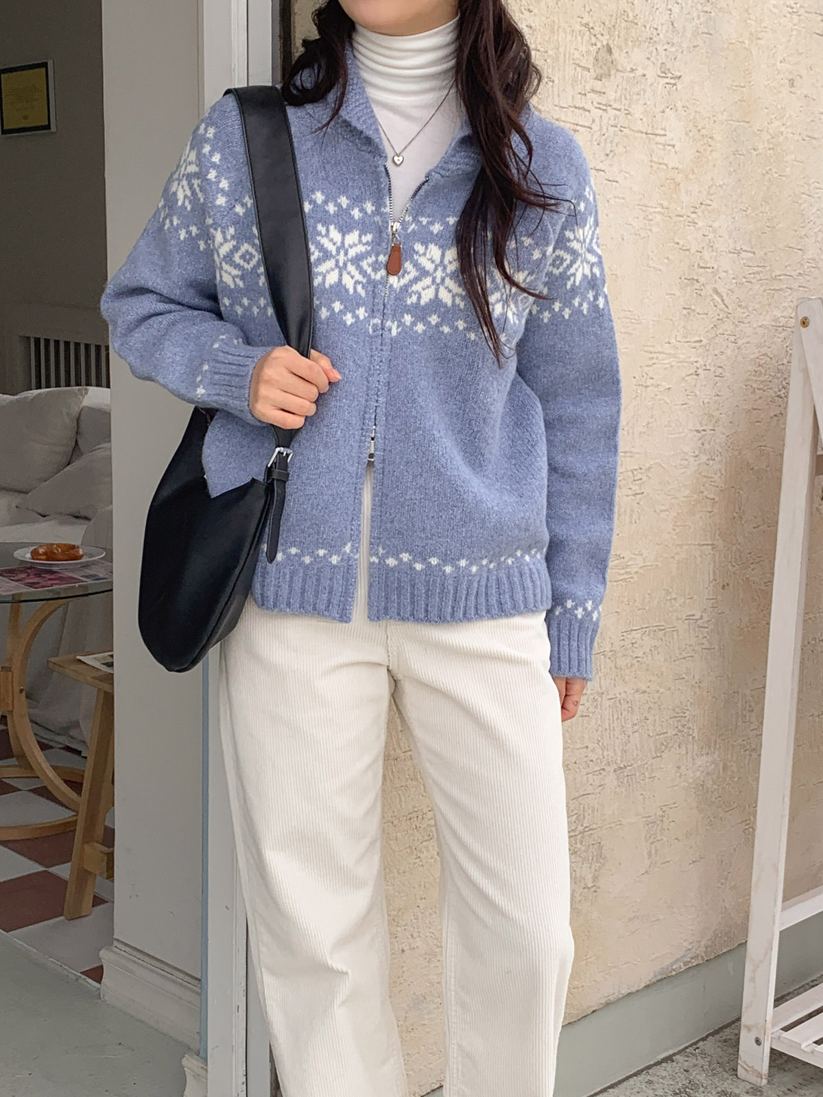 ウール混スノーノルディックダブルジップカーディガン | 詳細画像4