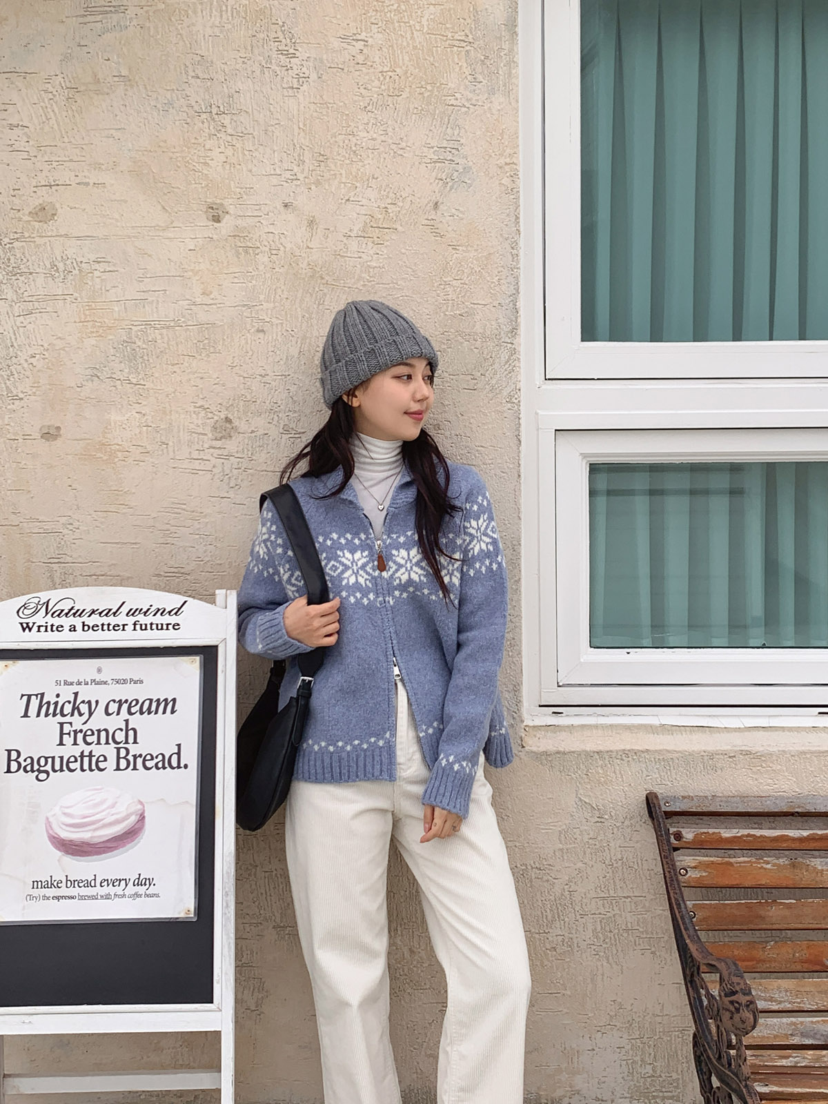 ウール混スノーノルディックダブルジップカーディガン | 詳細画像3