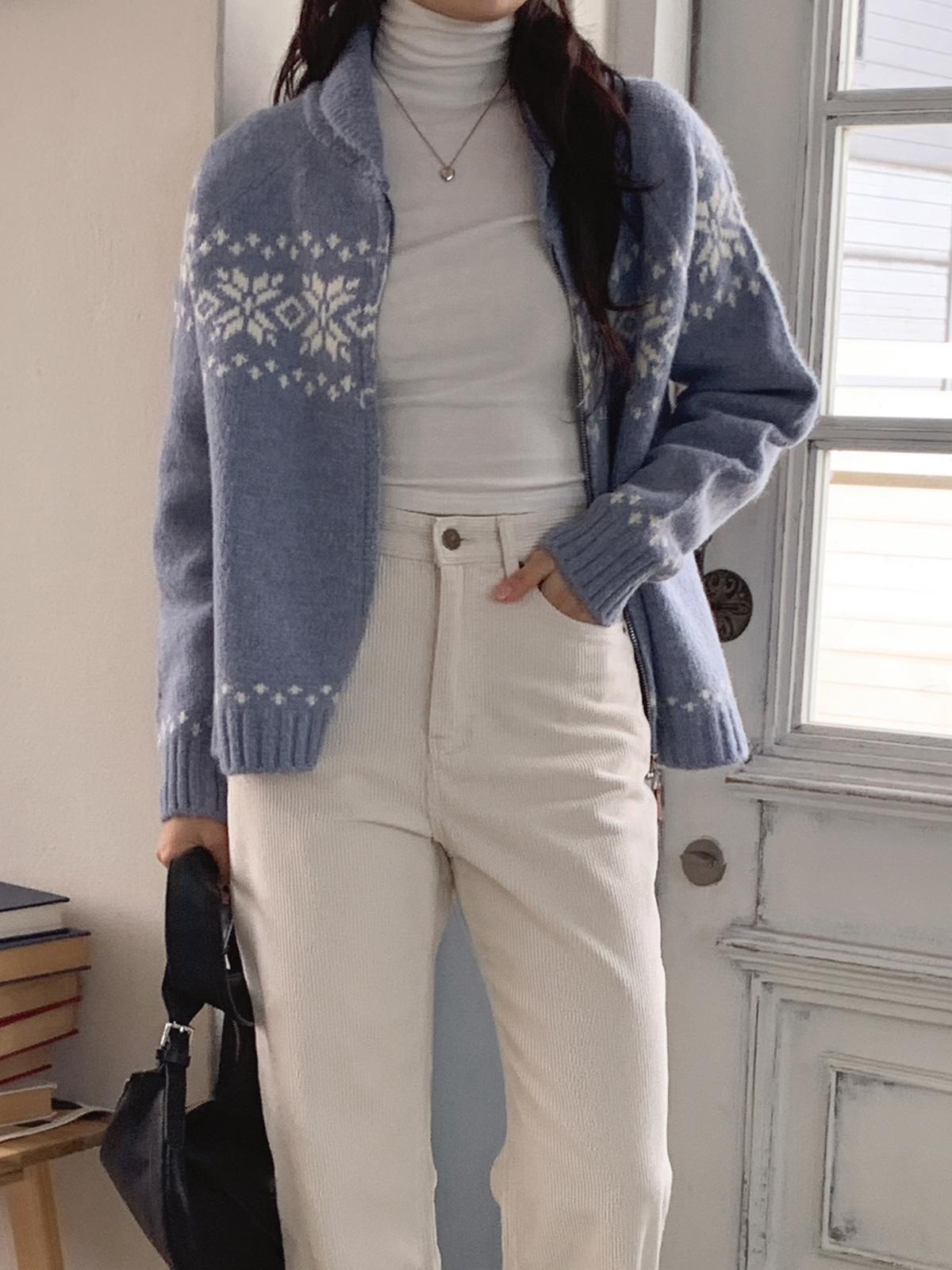 ウール混スノーノルディックダブルジップカーディガン | 詳細画像6