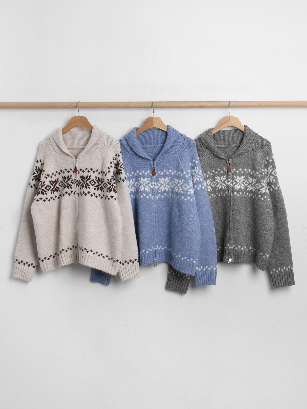 ウール混スノーノルディックダブルジップカーディガン | 詳細画像12