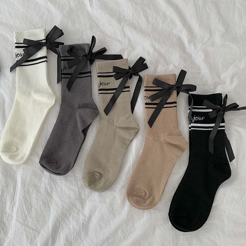 レタリングバックリボンソックス | レディースファッション通販 - DHOLIC