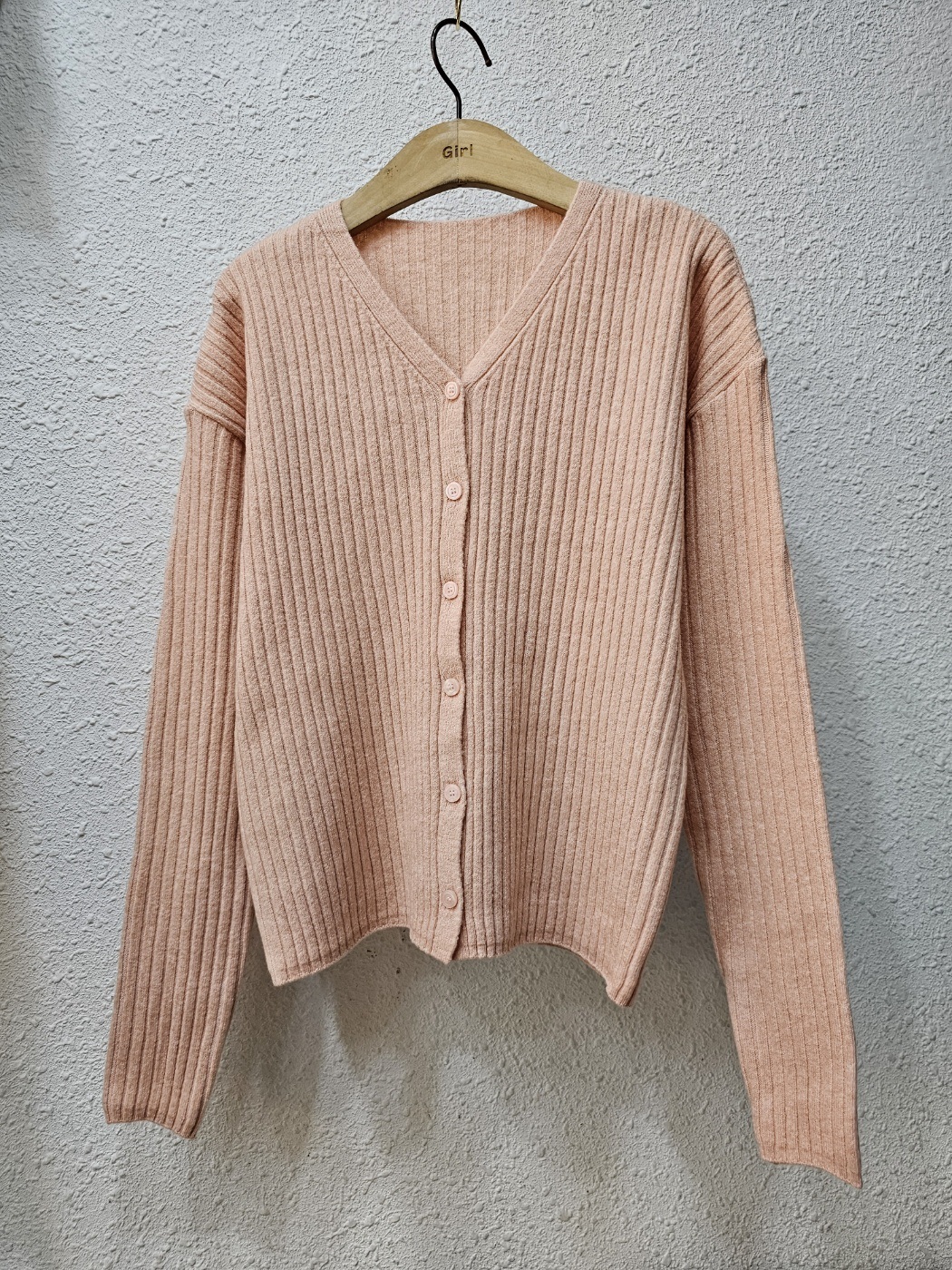 ウールカシミヤ Vネックカーディガン ショートチャコールグレー