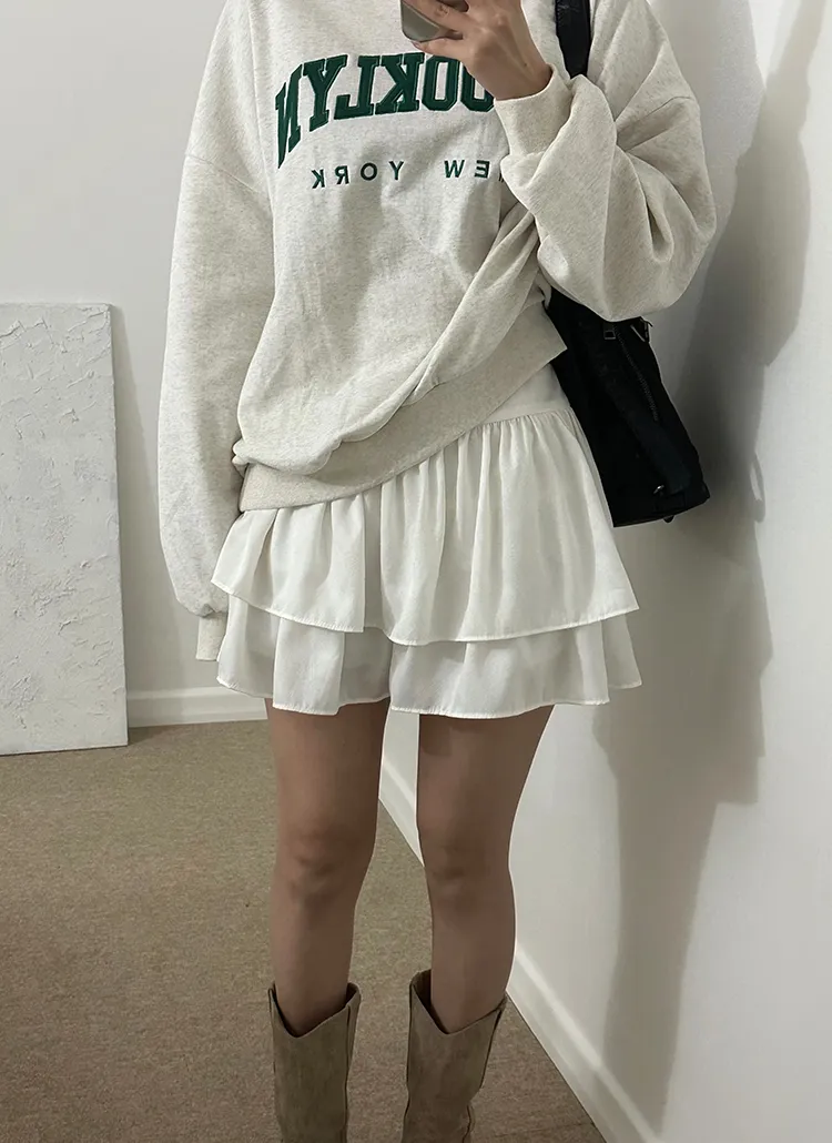 パンツ裏地サテンミニティアードスカート | yefit | 詳細画像1